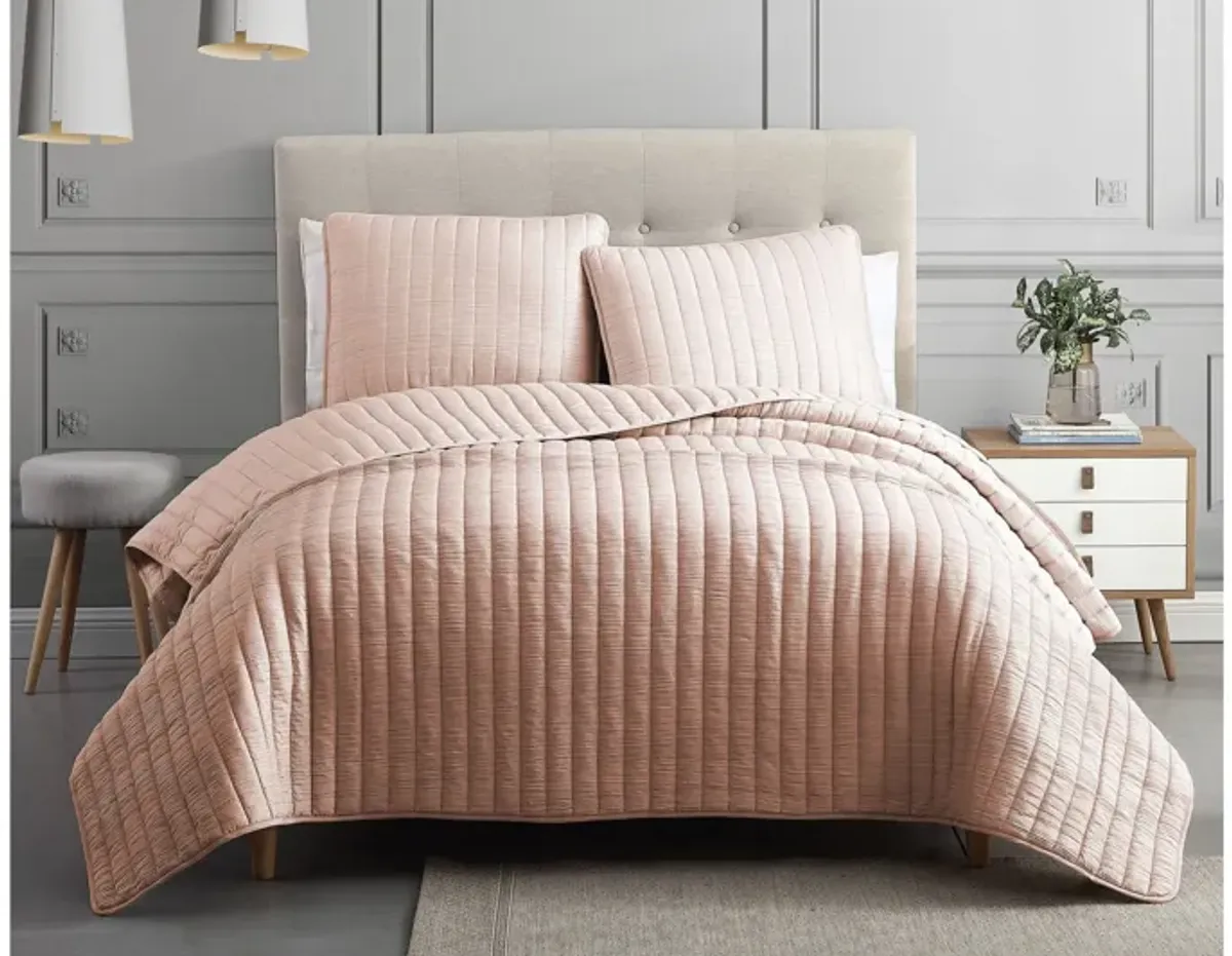 Mansfield 3pc King Blush Crinkle Coverlet