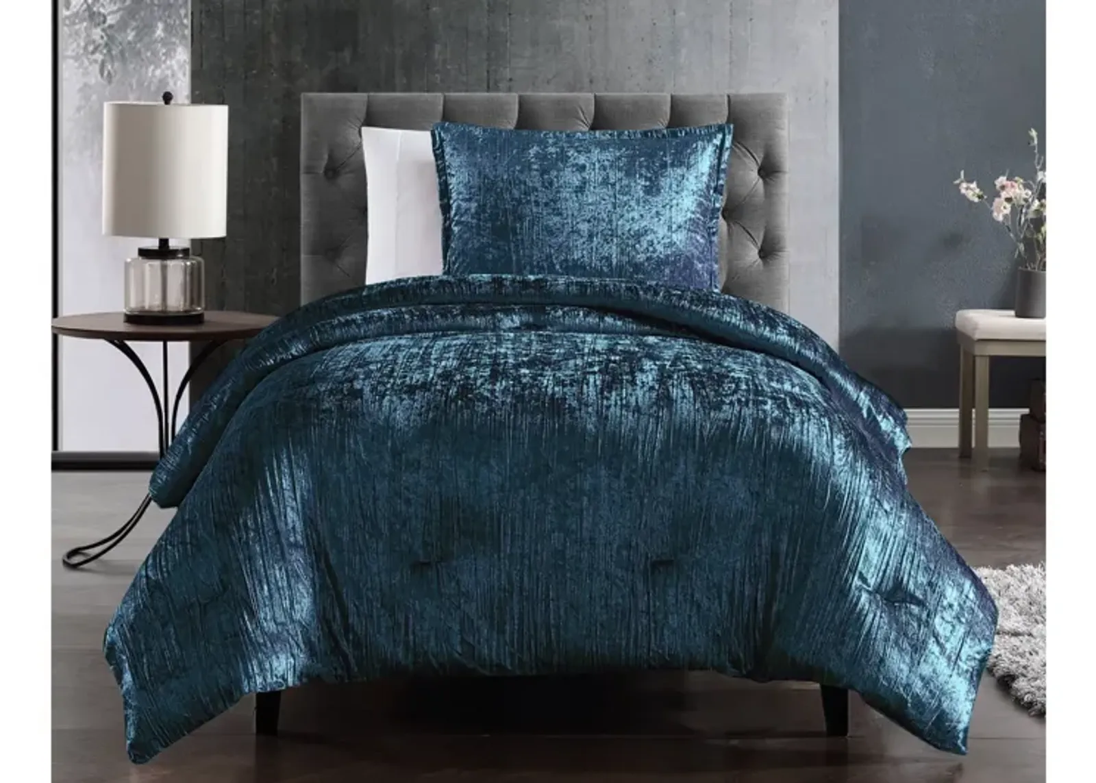 Taos 2pc Velvet Comforter Twin Blue