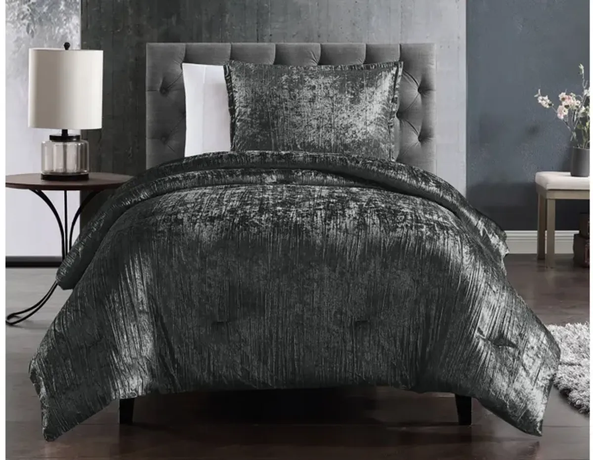 Taos 2pc Velvet Comforter Twin Charcoal