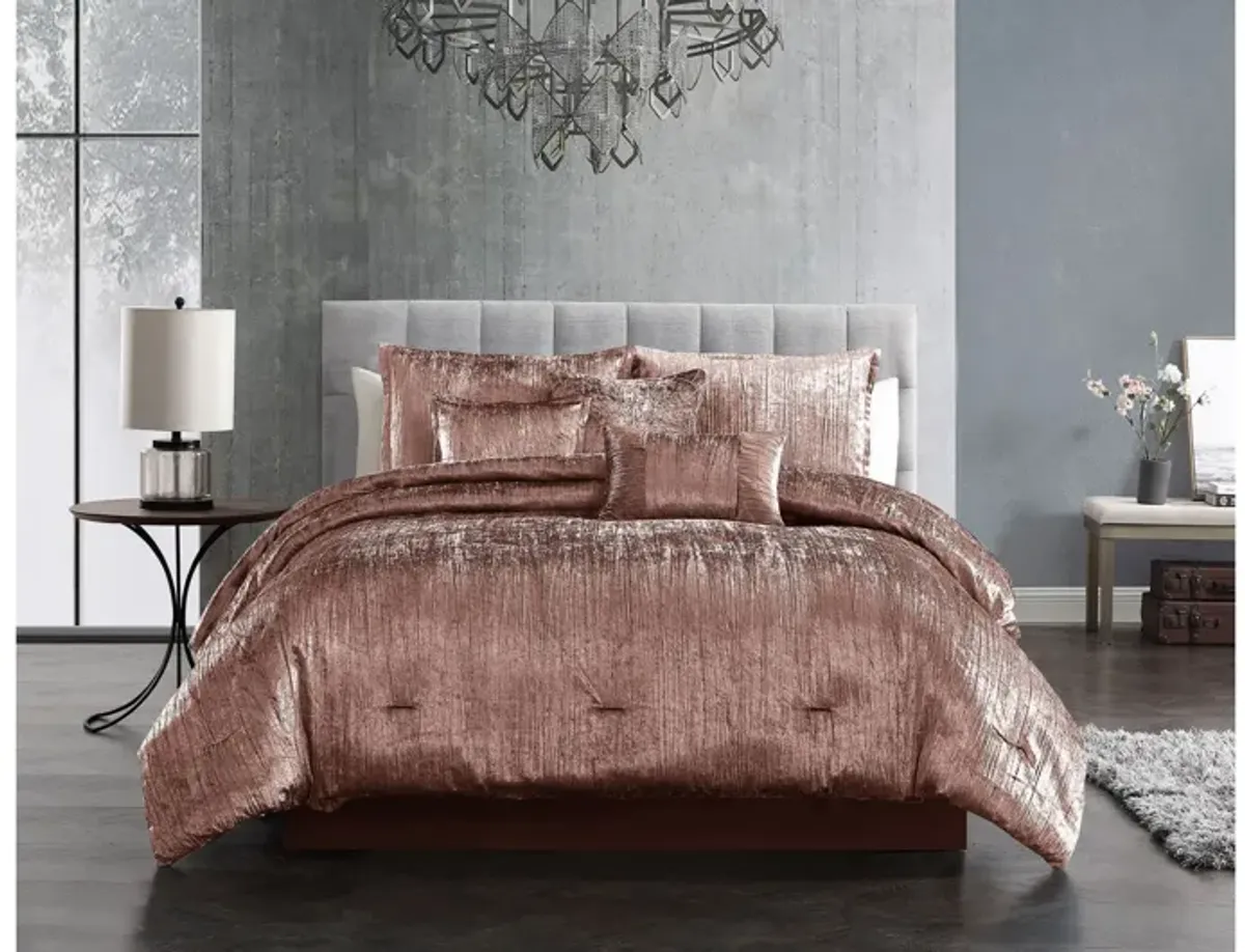 Taos 7pc Velvet Comforter King Blush