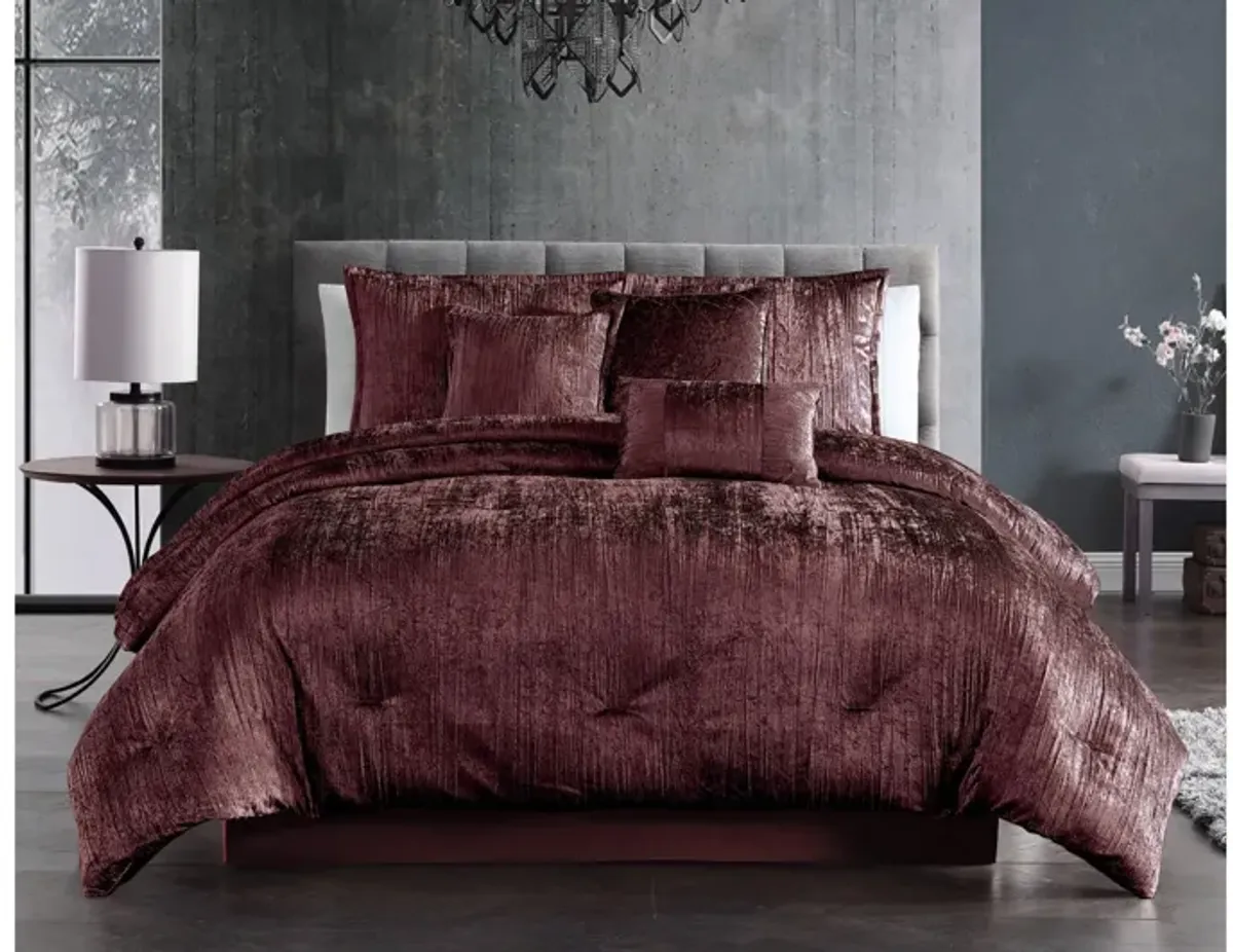 Taos 7pc Velvet Comforter King Plum