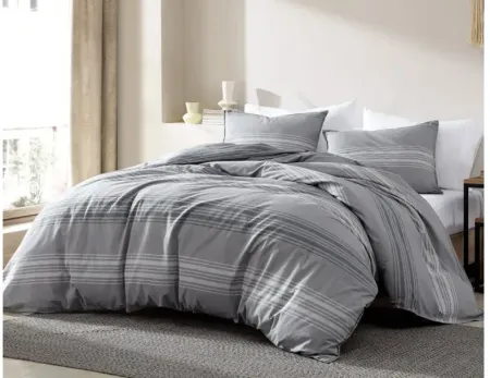 Noah Charcoal Stripe 3pc King Comforter Set