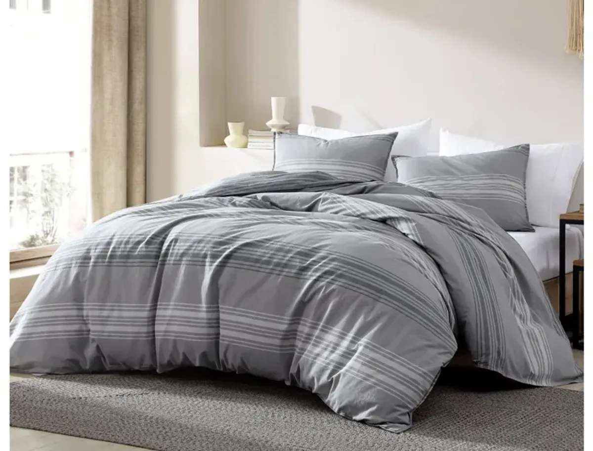 Noah Charcoal Stripe 3pc King Comforter Set