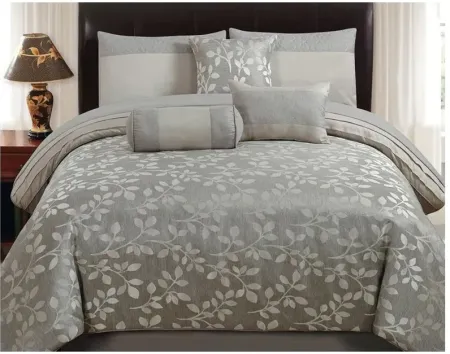 Platinum Leaves 7pc Queen Comforter Set
