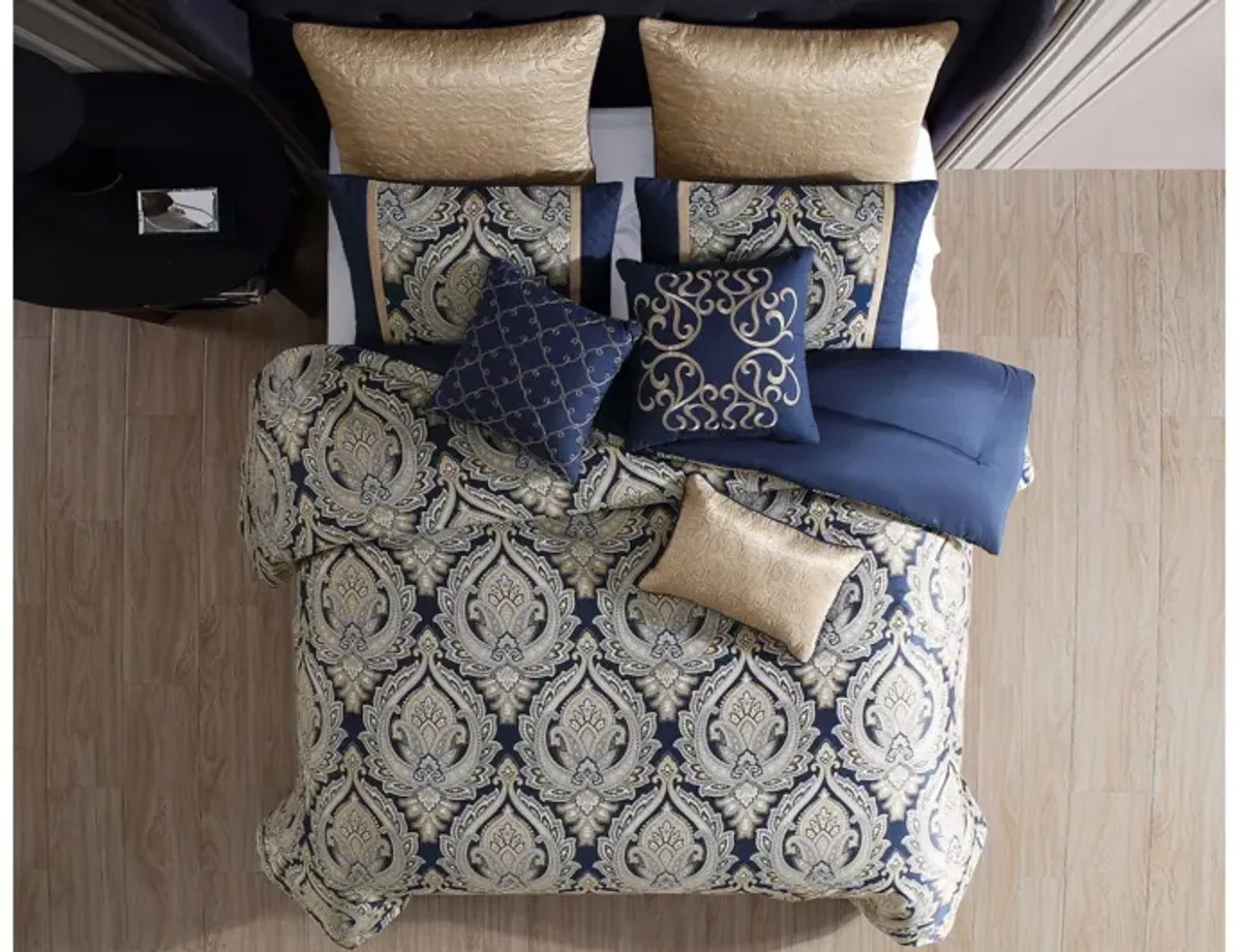 Bevan 10pc King Comforter Set Navy