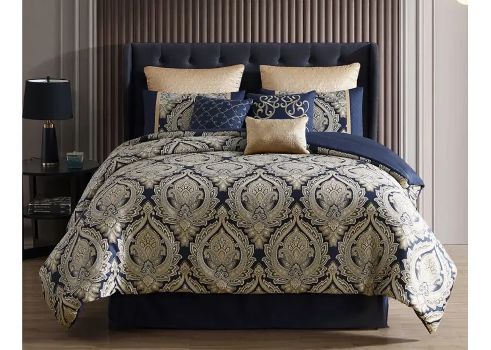 Bevan 10pc King Comforter Set Navy