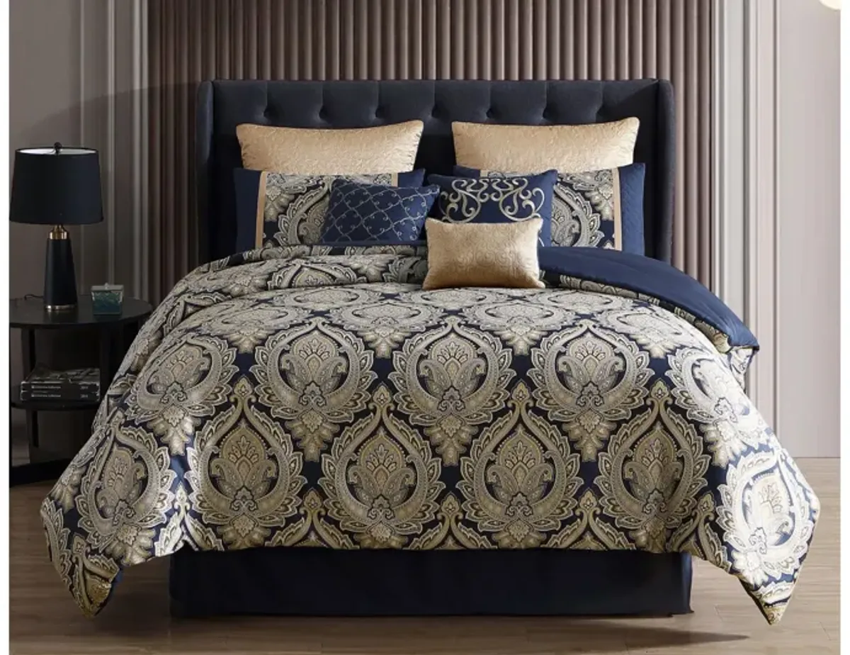 Bevan 10pc King Comforter Set Navy