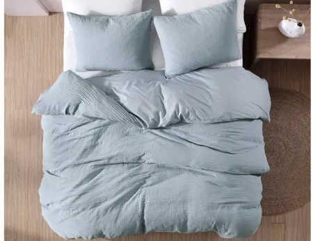 Daniel Gauze Cotton 3pc King Comforter Set Light Blue