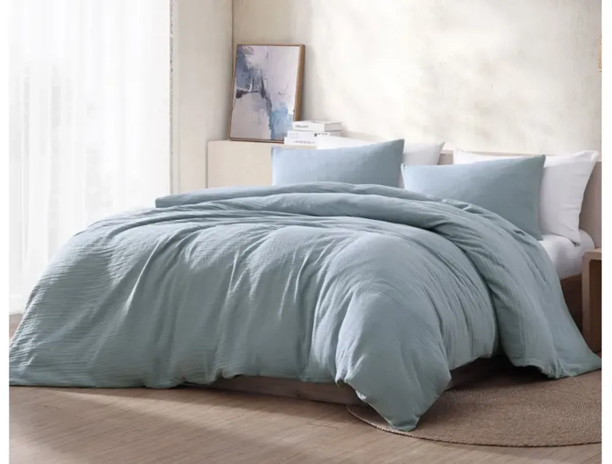 Daniel Gauze Cotton 3pc King Comforter Set Light Blue