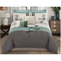 Evelyn Leaf 8pc Queen Comforter Set