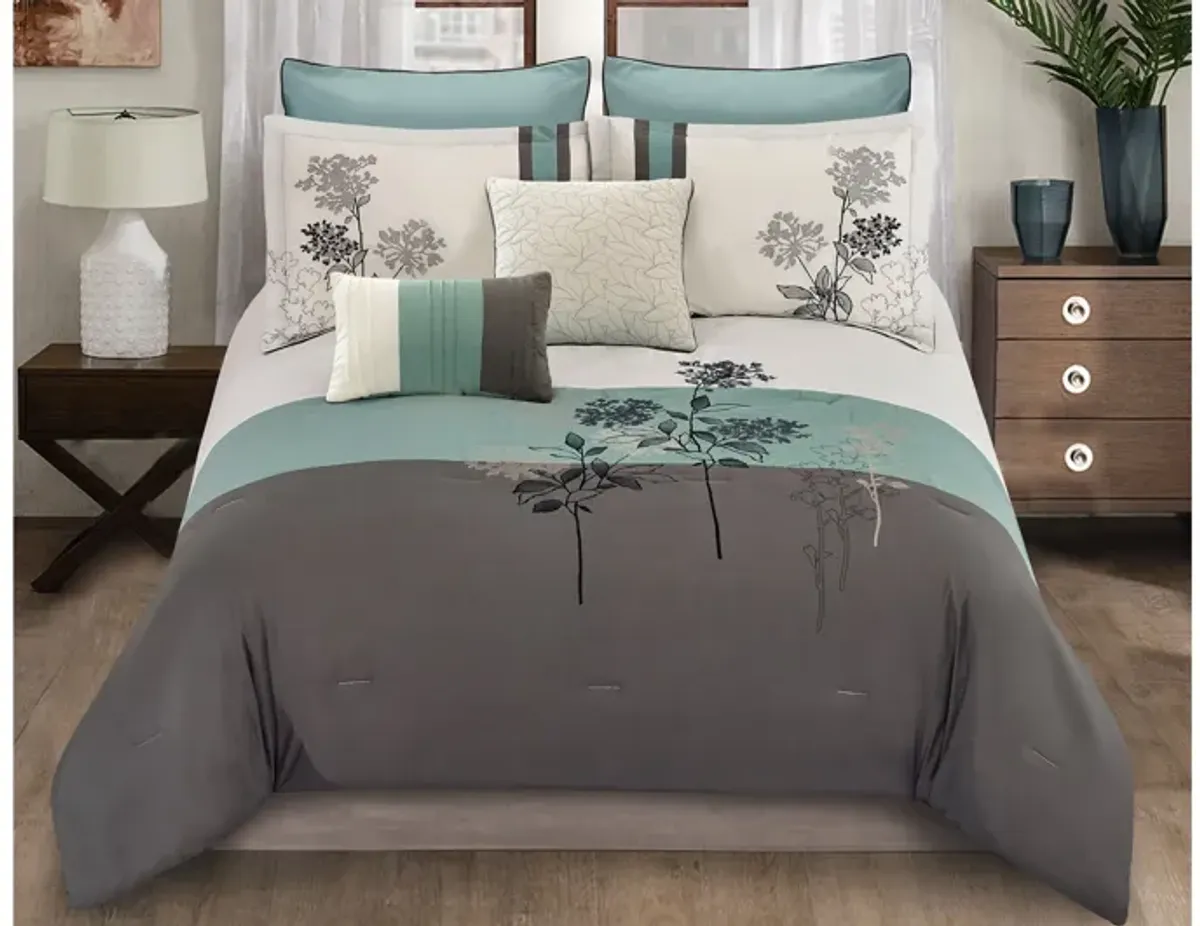 Evelyn Leaf 8pc Queen Comforter Set