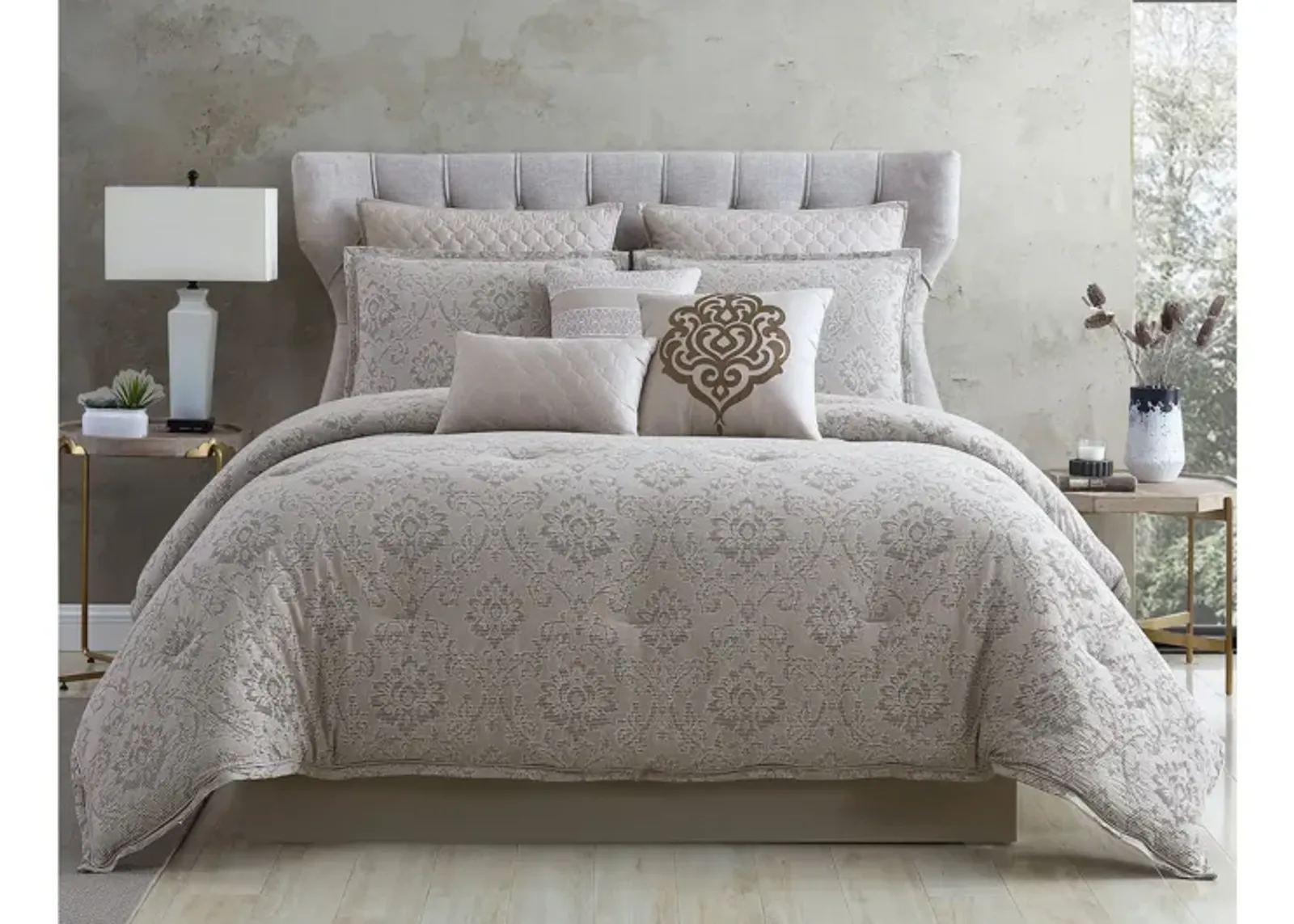 Kearney Damask 9pc Queen Comforter Set