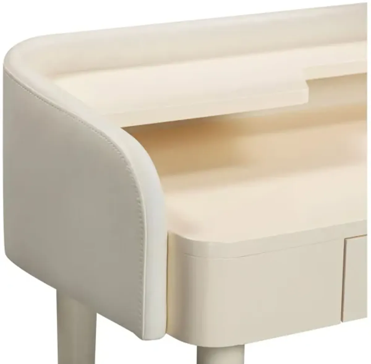 Penelope Cream Vegan Leather Wrapped Vanity Desk