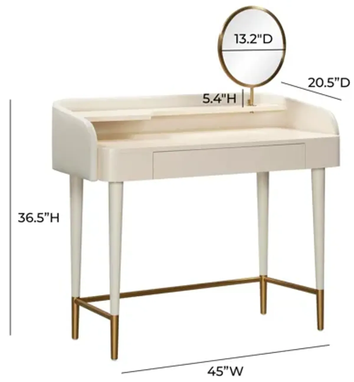 Penelope Cream Vegan Leather Wrapped Vanity Desk