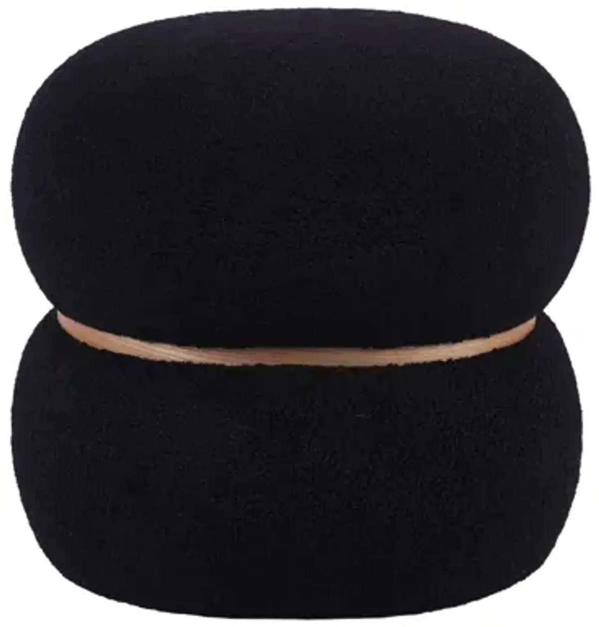 Helga Black Vegan Shearling Oval Ottoman