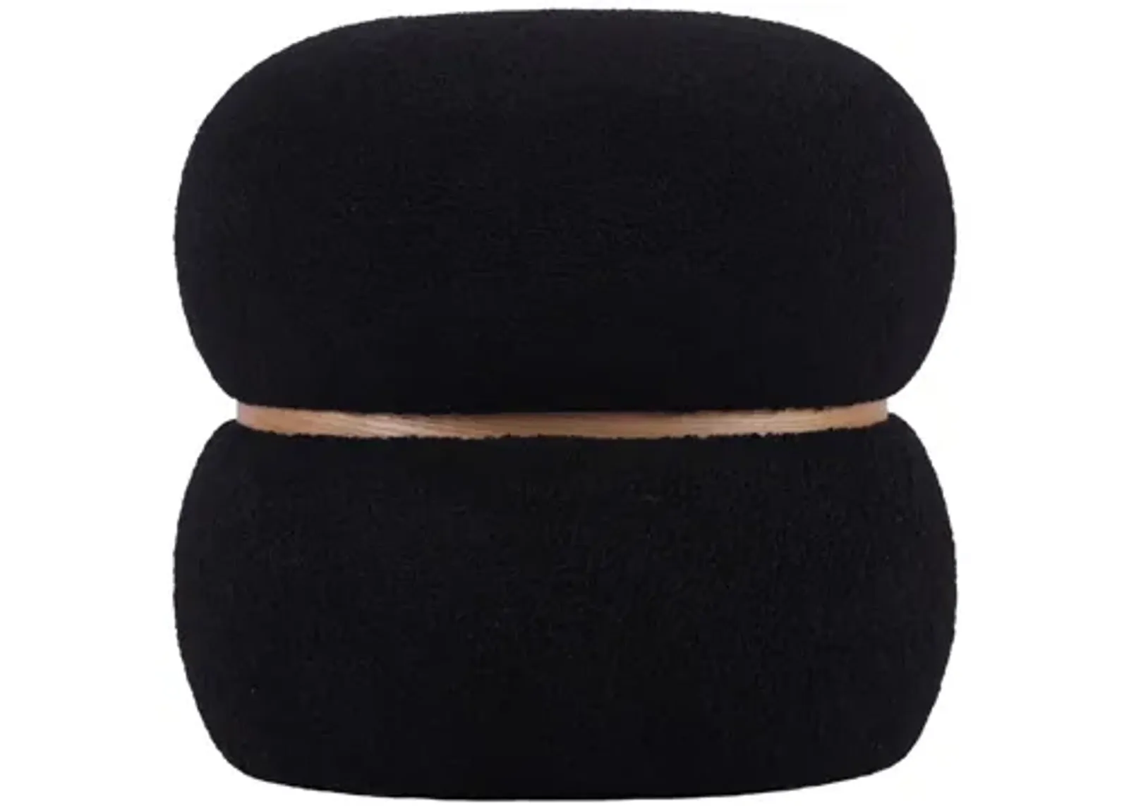 Helga Black Vegan Shearling Oval Ottoman