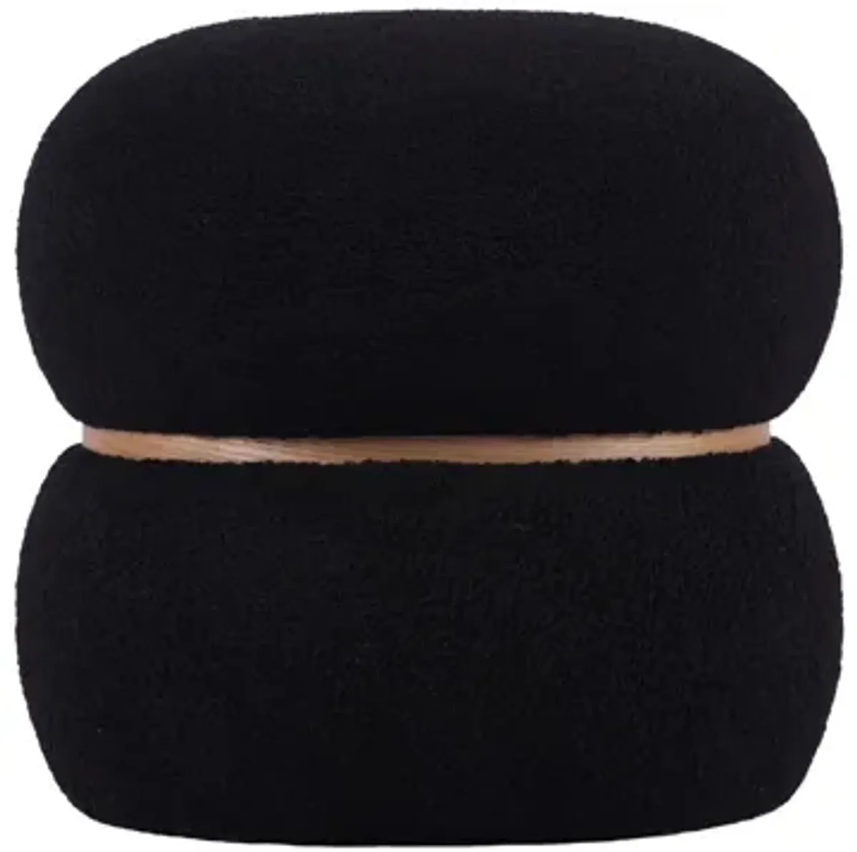 Helga Black Vegan Shearling Oval Ottoman