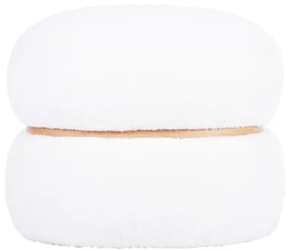 Helga White Vegan Shearling Oval Ottoman