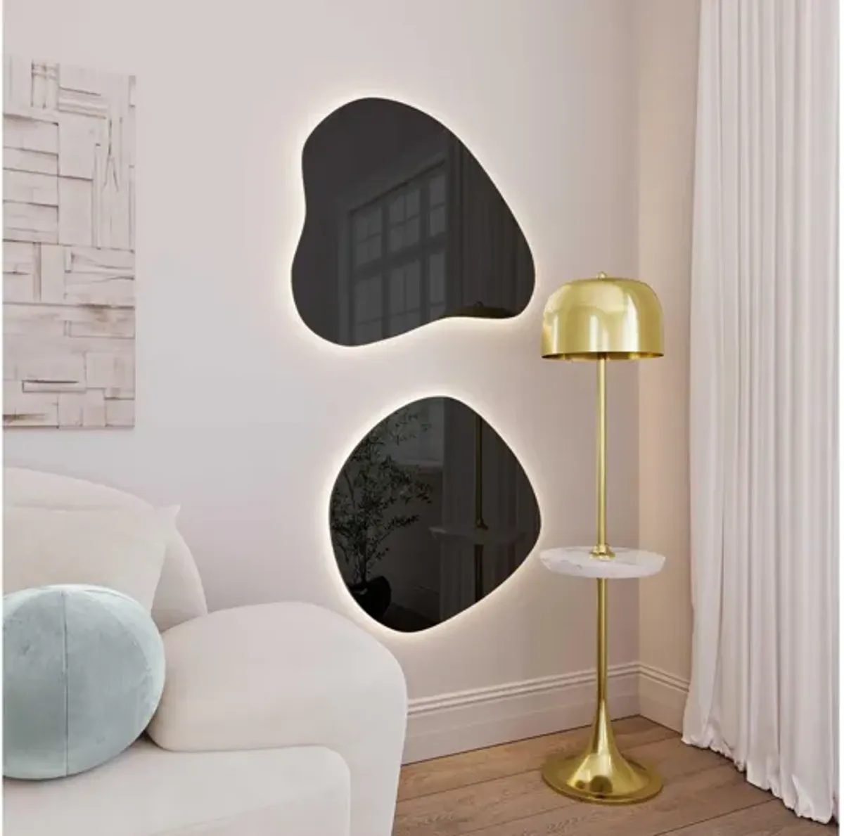 Phoebe LED Black Tinted Wall Mirror