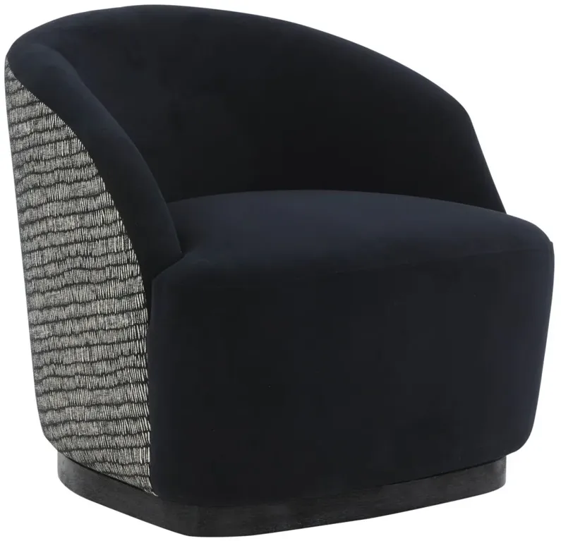 Reese Black Velvet Swivel Chair