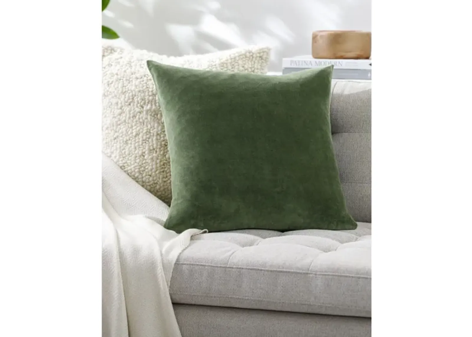 Green Velvet Toss Pillow 22" x 22"