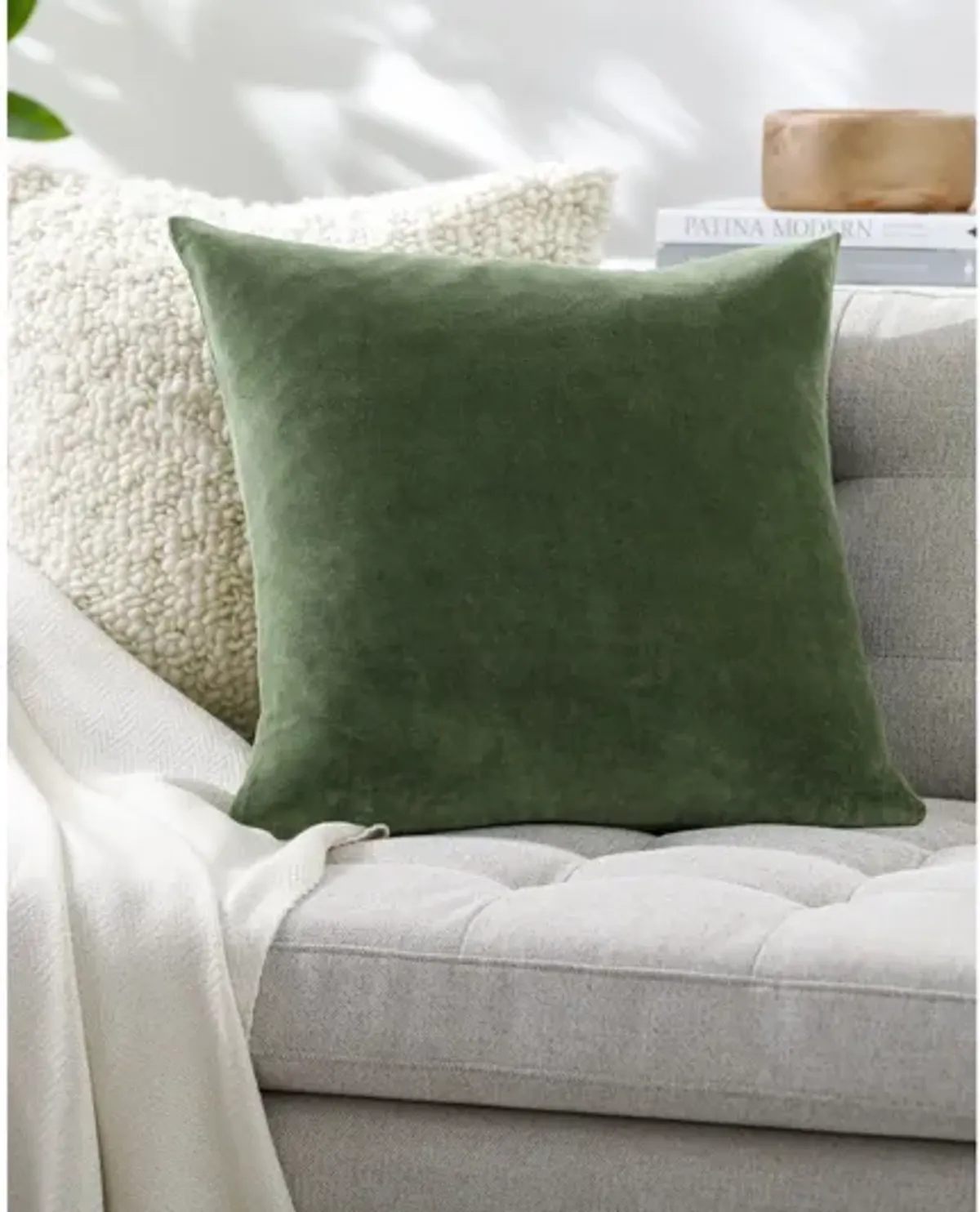 Green Velvet Toss Pillow 22" x 22"