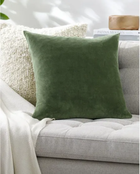Green Velvet Toss Pillow 22" x 22"
