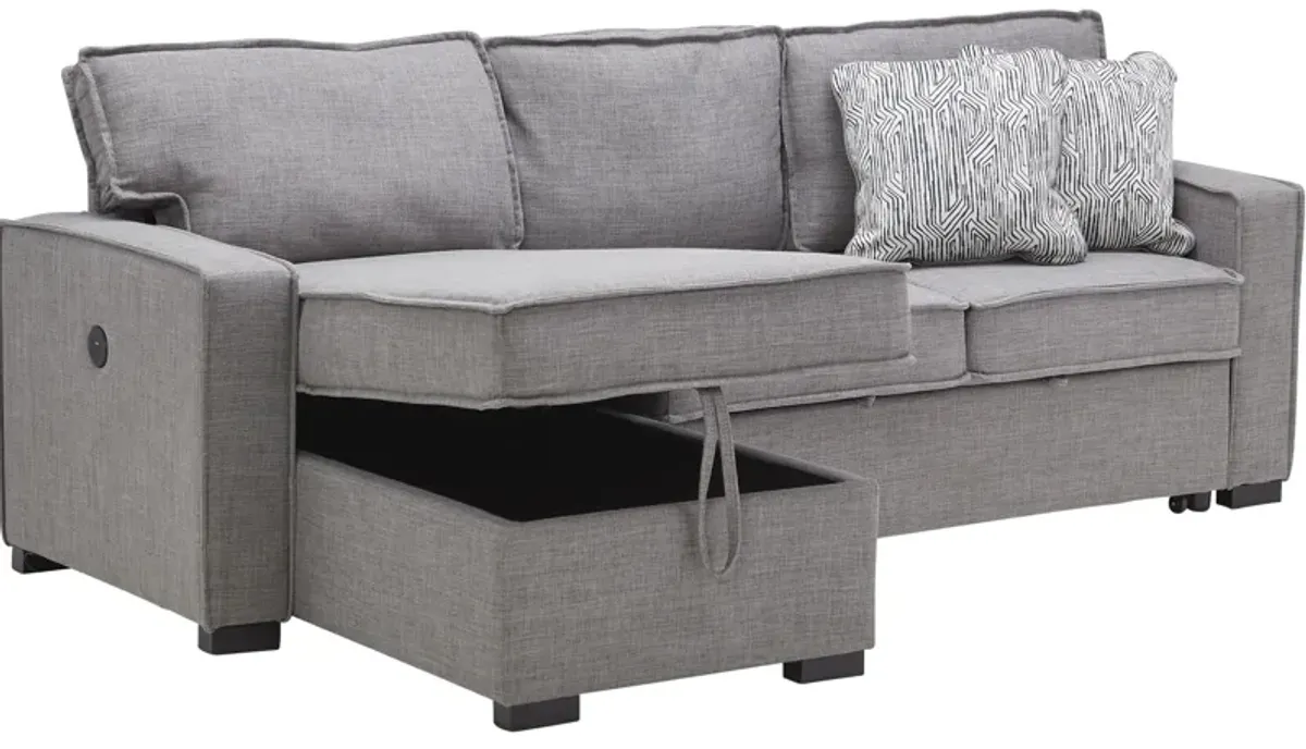 Piper Grey 2-Piece Sleeper Sofa with Storage Chaise