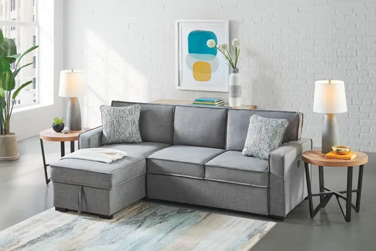 Piper Grey 2-Piece Sleeper Sofa with Storage Chaise