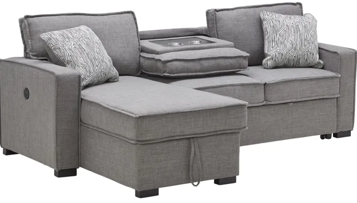 Piper Grey 2-Piece Sleeper Sofa with Storage Chaise