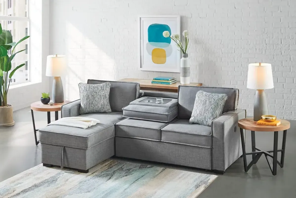 Piper Grey 2-Piece Sleeper Sofa with Storage Chaise