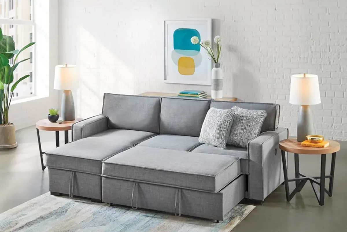 Piper Grey 2-Piece Sleeper Sofa with Storage Chaise