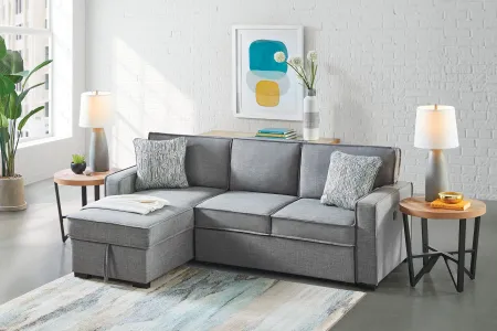 Piper Grey 2-Piece Sleeper Sofa with Storage Chaise