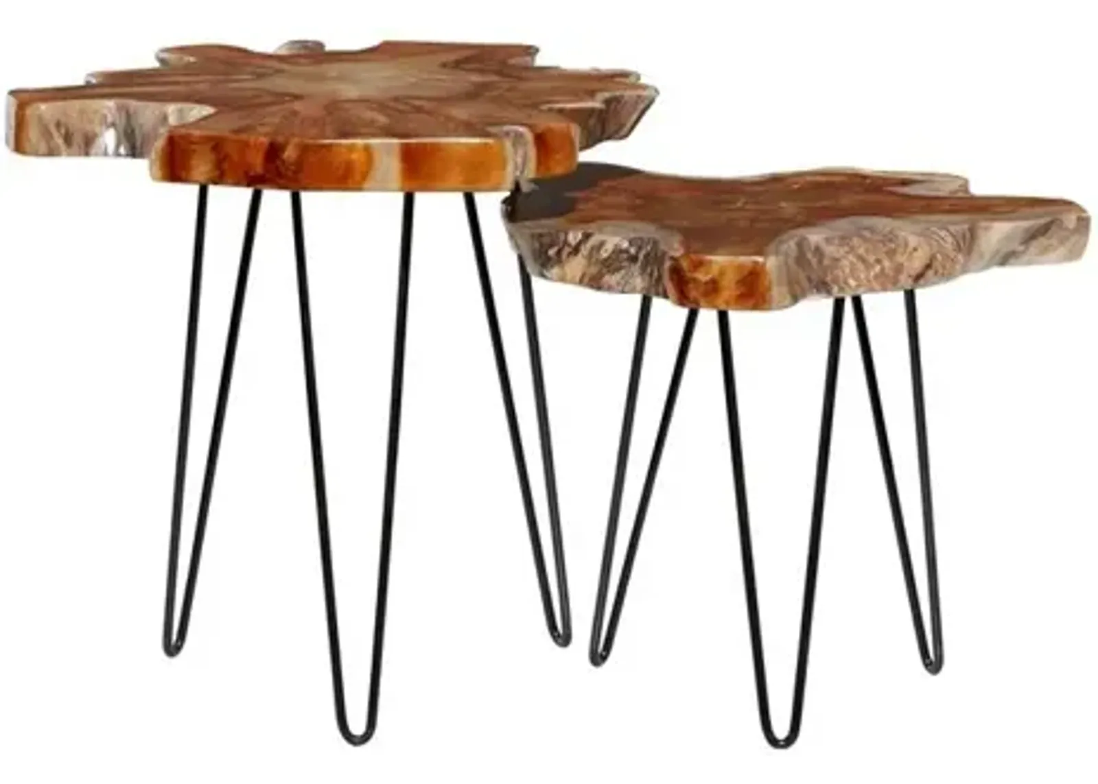 S/2 Metal Teak Side Tables