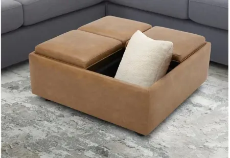 Camel Storage & Tray Table Cocktail Ottoman