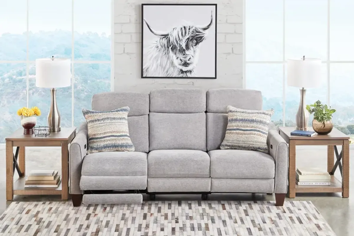 Damon Grey Dual Power Reclining Sofa