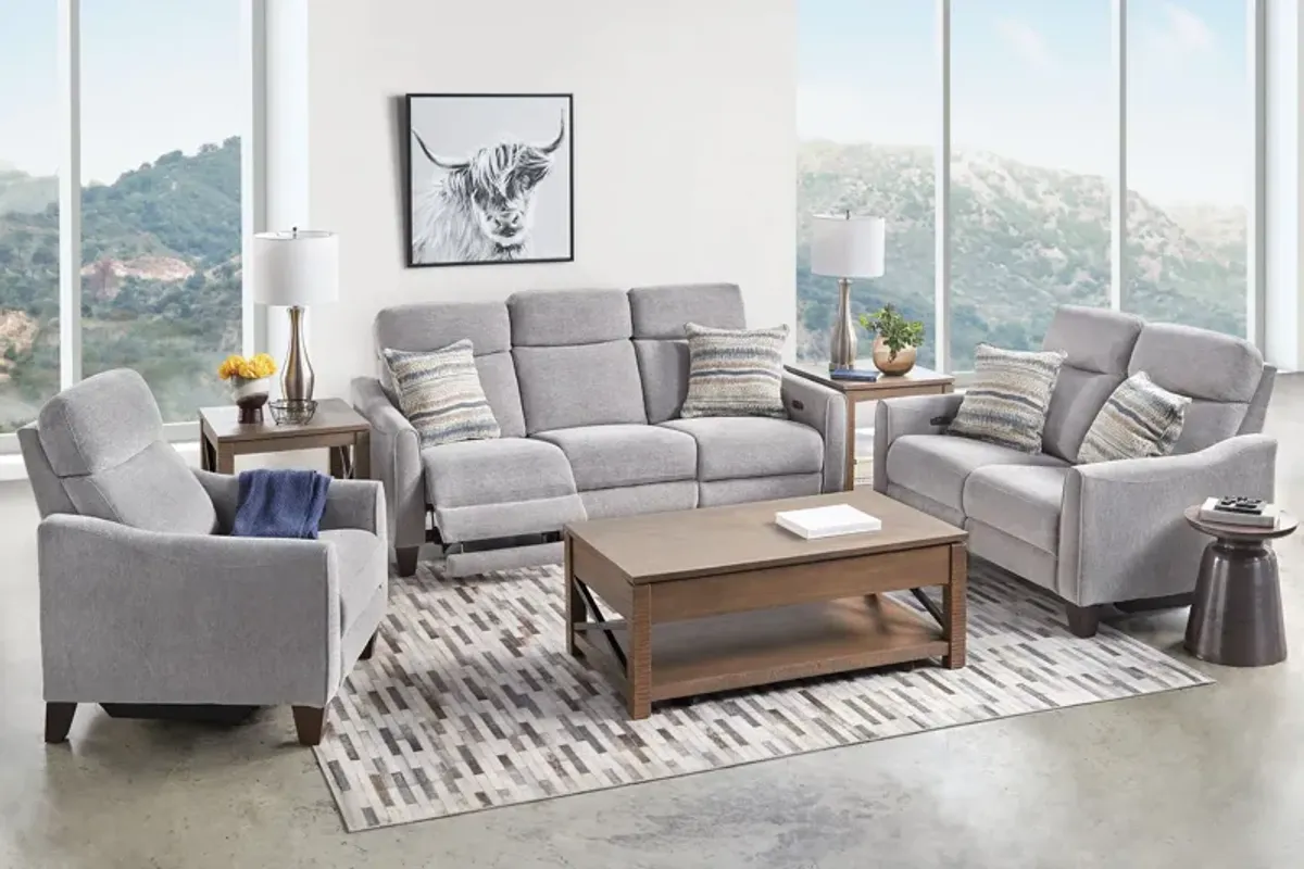 Damon Grey Dual Power Reclining Sofa