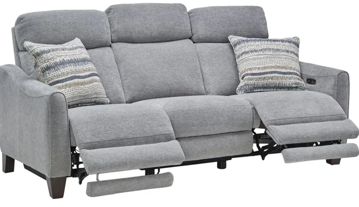 Damon Grey Dual Power Reclining Sofa