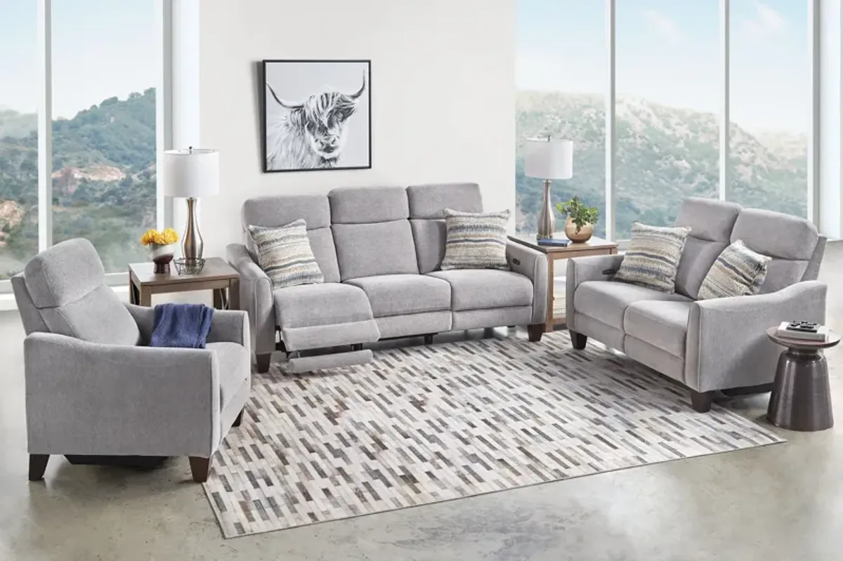 Damon Grey Dual Power Reclining Sofa