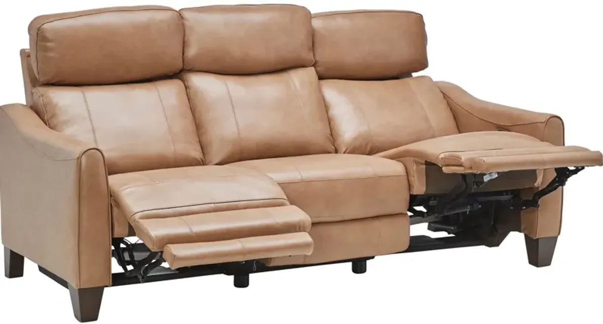 Damon Brown Leather Dual Power Reclining Sofa