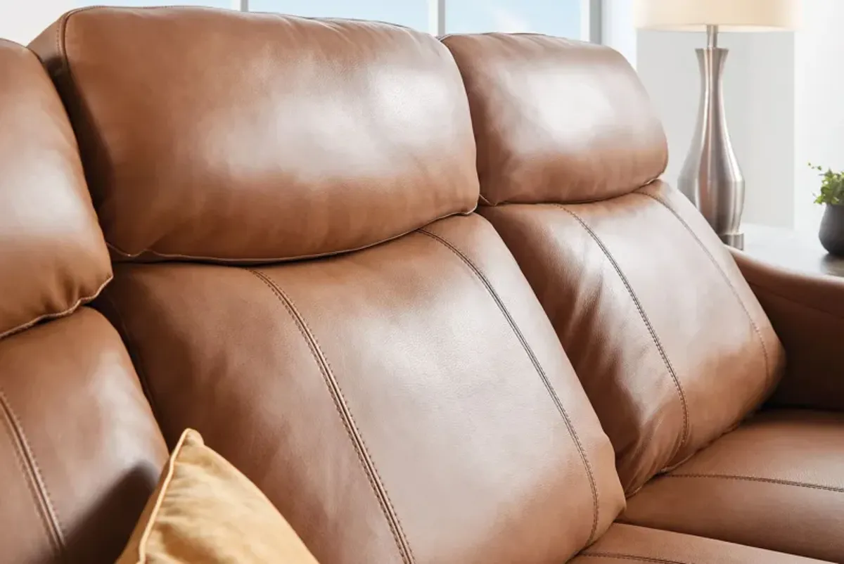 Damon Brown Leather Dual Power Reclining Sofa