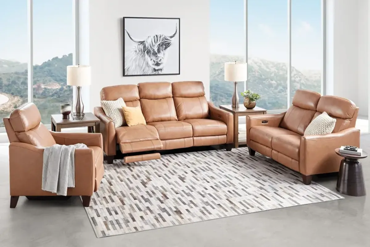 Damon Brown Leather Dual Power Reclining Sofa