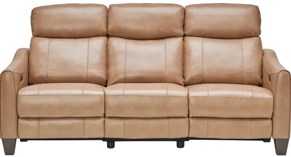 Damon Brown Leather Dual Power Reclining Sofa