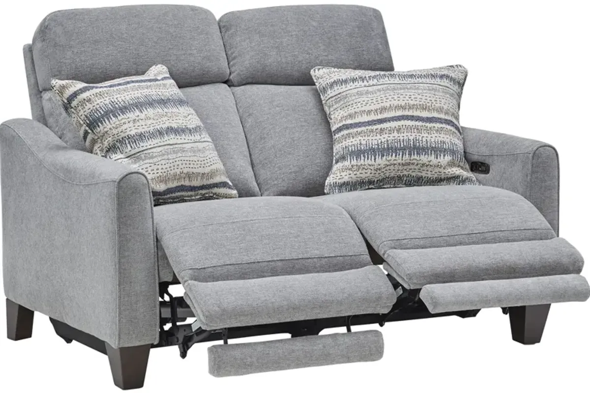 Damon Grey Dual Power Reclining Loveseat