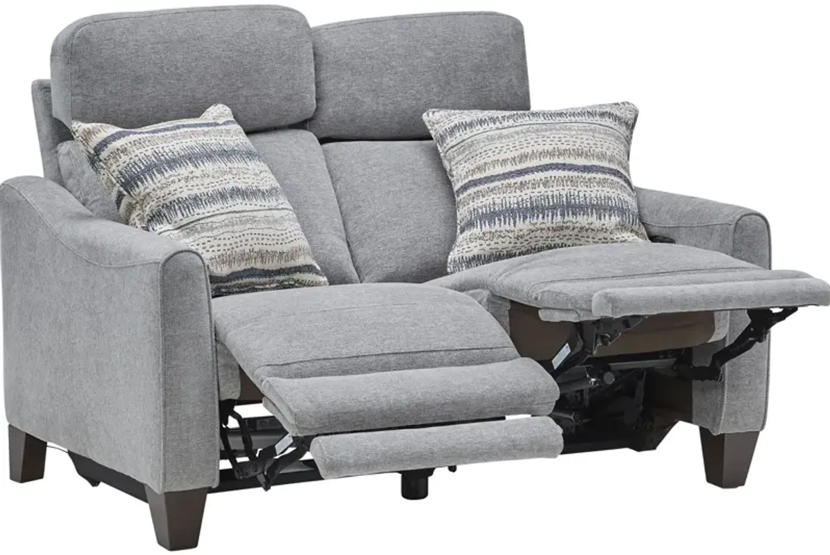 Damon Grey Dual Power Reclining Loveseat