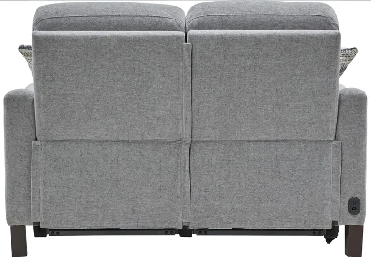 Damon Grey Dual Power Reclining Loveseat