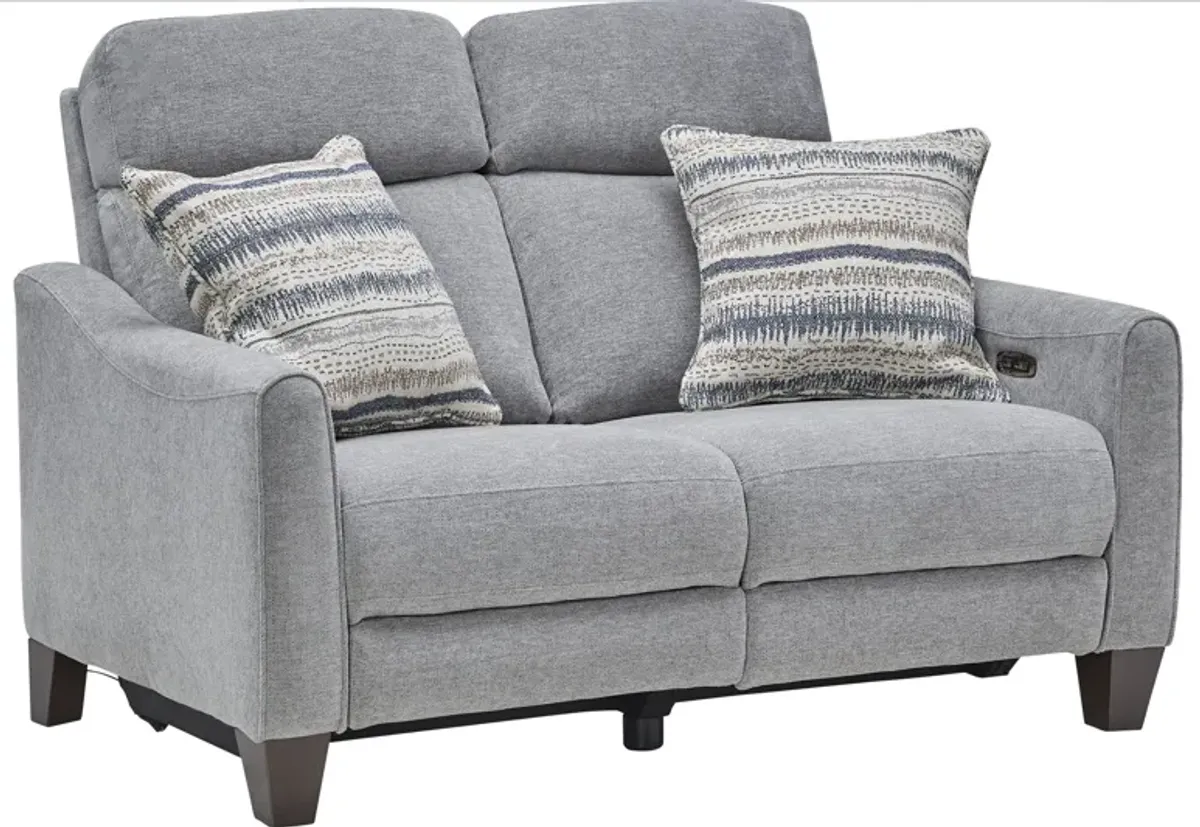 Damon Grey Dual Power Reclining Loveseat