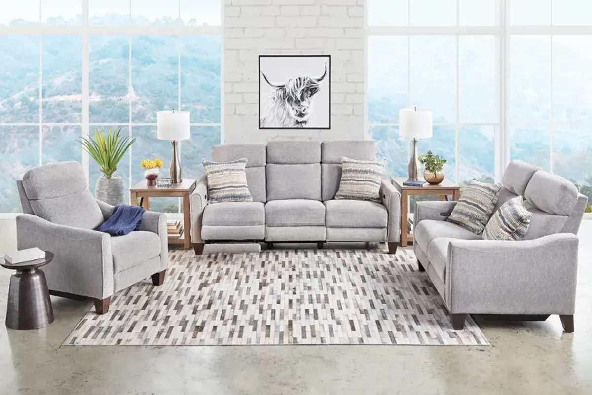 Damon Grey Dual Power Reclining Loveseat