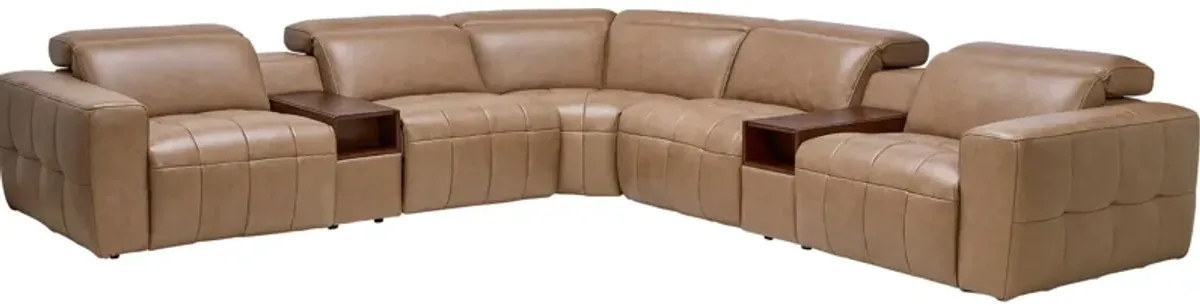 Owen 7-Piece Leather Dual Power Reclining Sectional with 3 Recliners