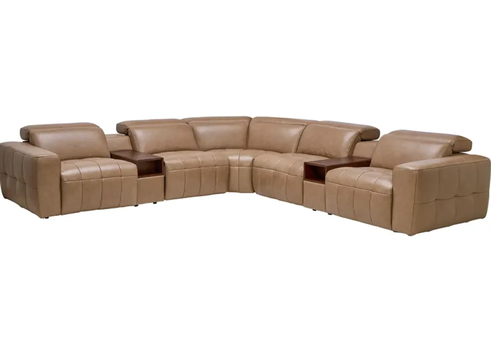 Owen 7-Piece Leather Dual Power Reclining Sectional with 3 Recliners